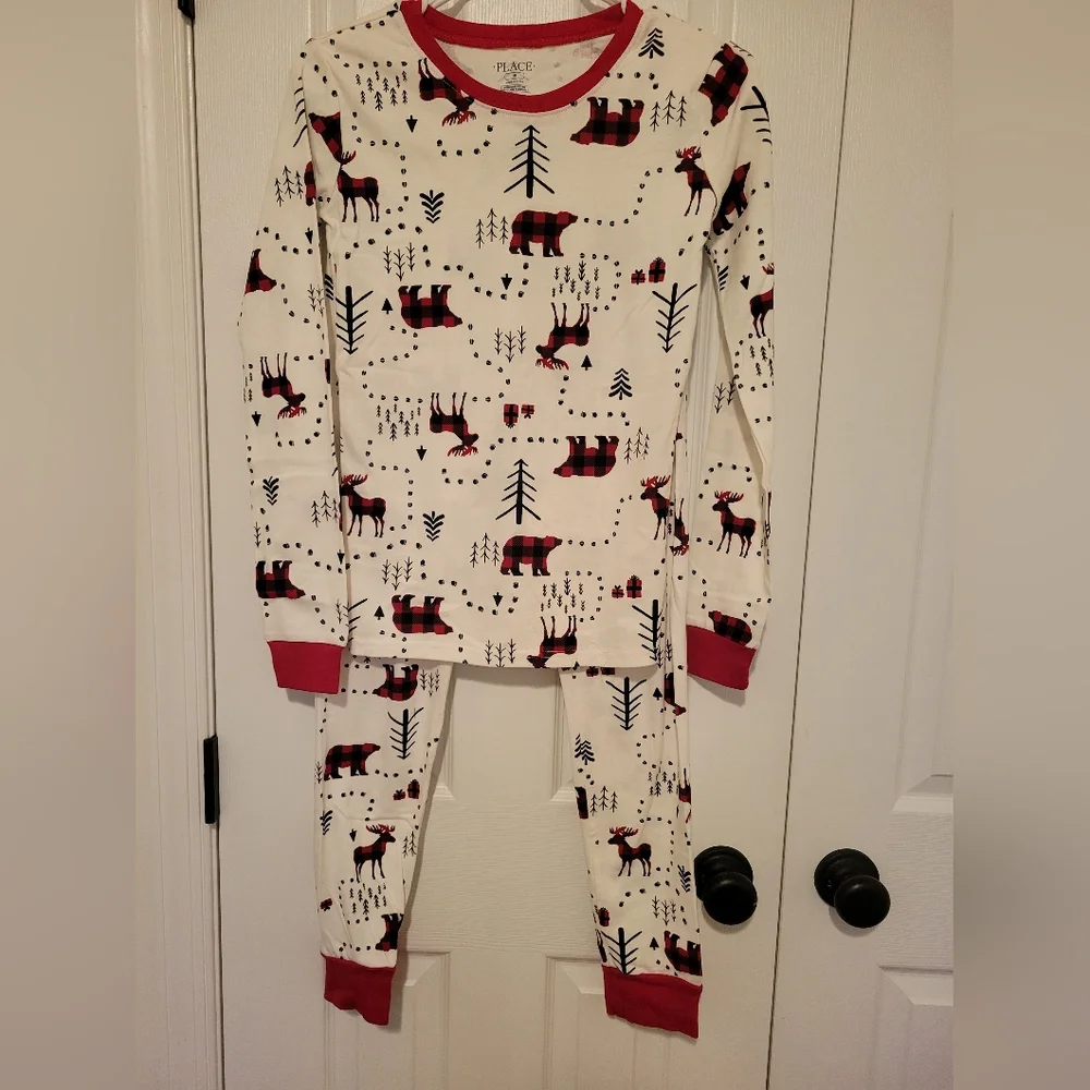 The Children's Place Red and Black Moose Pajama Set